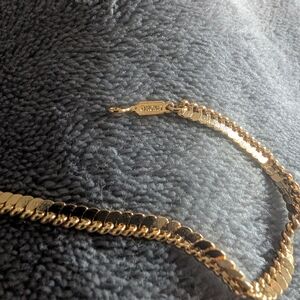 Vintage Monet Gold Tone Scaled Chain Bracelet, Signed,  7 Inches